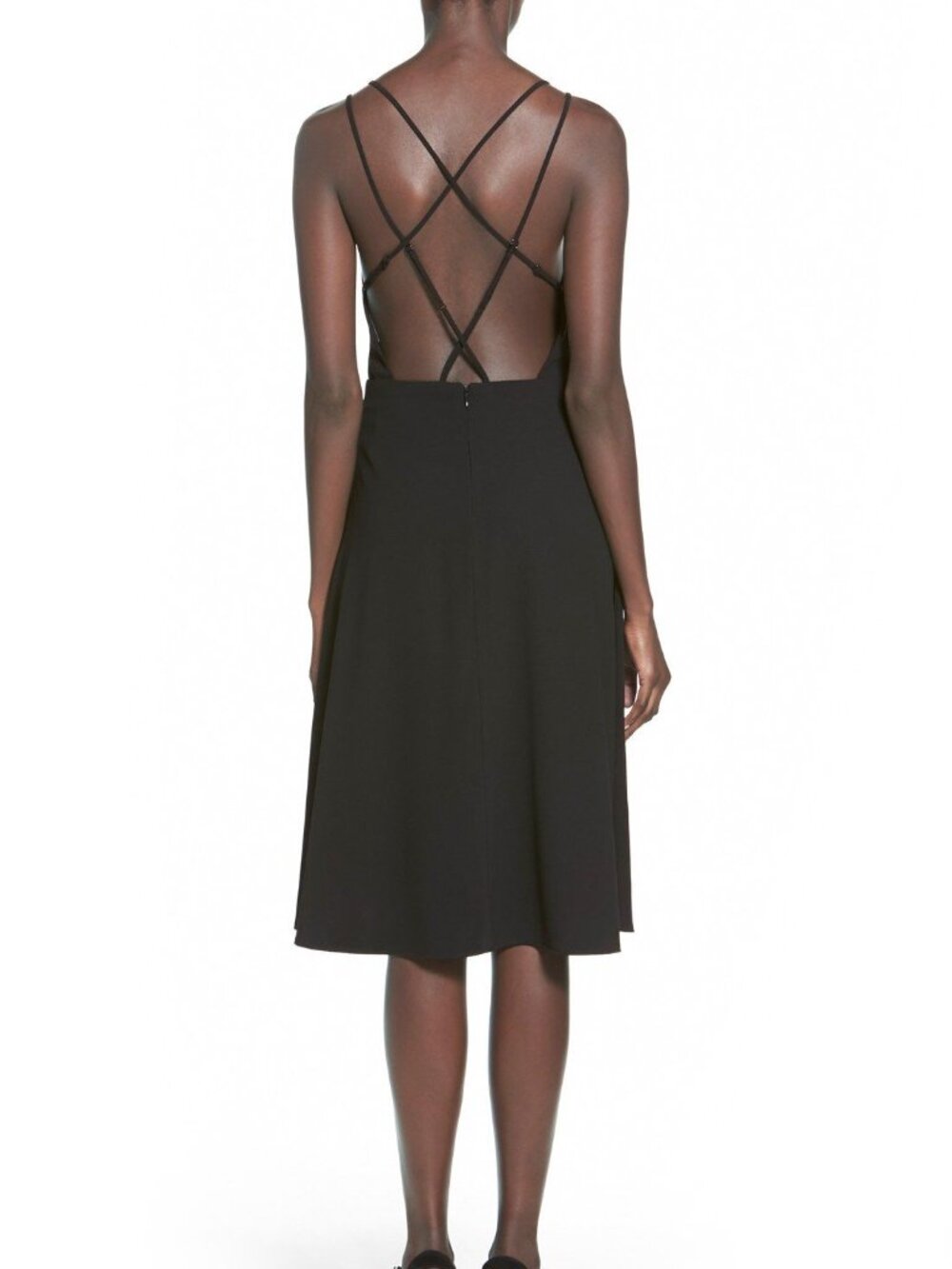 ASTR the Label Black Cross Back Midi Dress Large NWOT Open Back